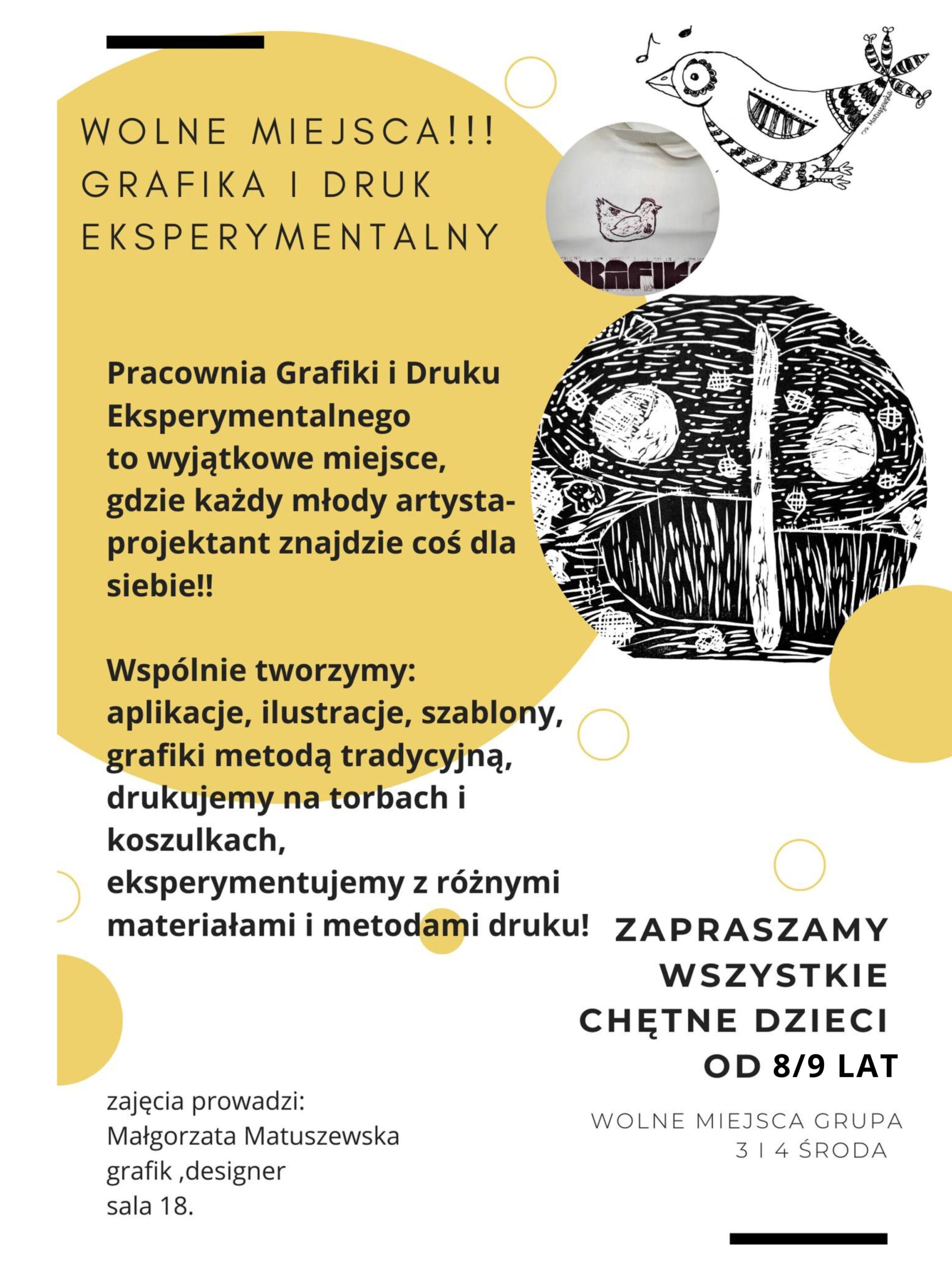 Wolne miejsca w pracowni Grafiki i druku eksperymentalnego Zapraszamy
