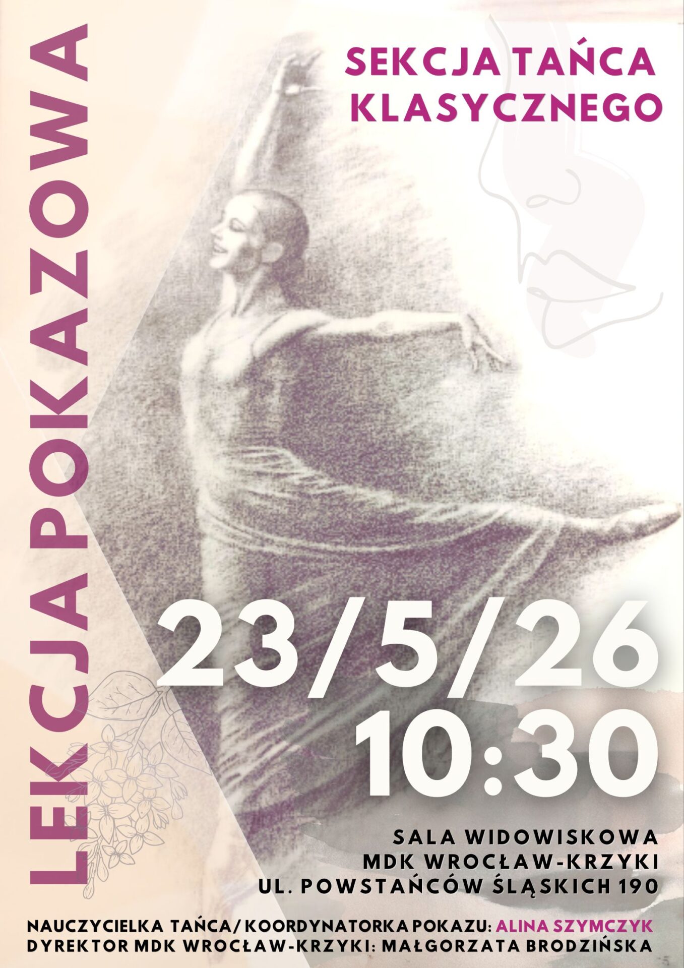 LEKCJA POKAZOWA SEKCJI TAŃCA KLASYCZNEGO 23.05.2026 MDK