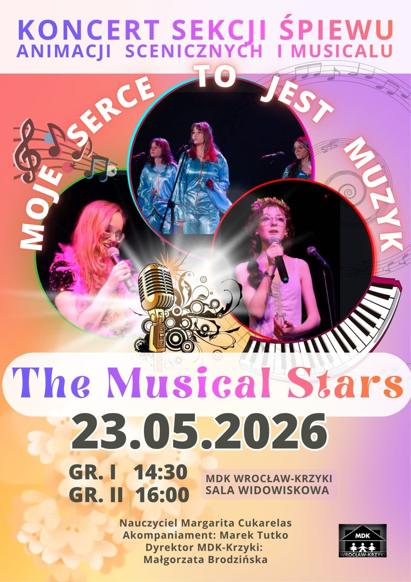 KONCERT SEKCJI ŚPIEWU, ANIMACJI SCENICZNYCH I MUSICALU 23.05. 14:30