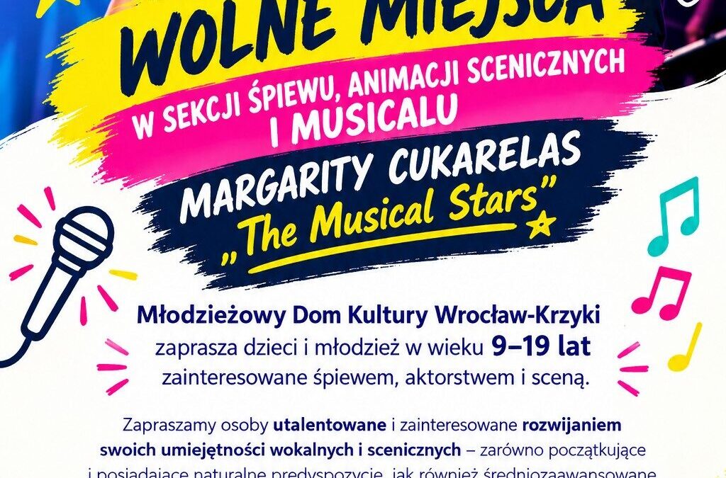 Wolne miejsca w Sekcji Śpiewu, Animacji Scenicznych i Musicalu