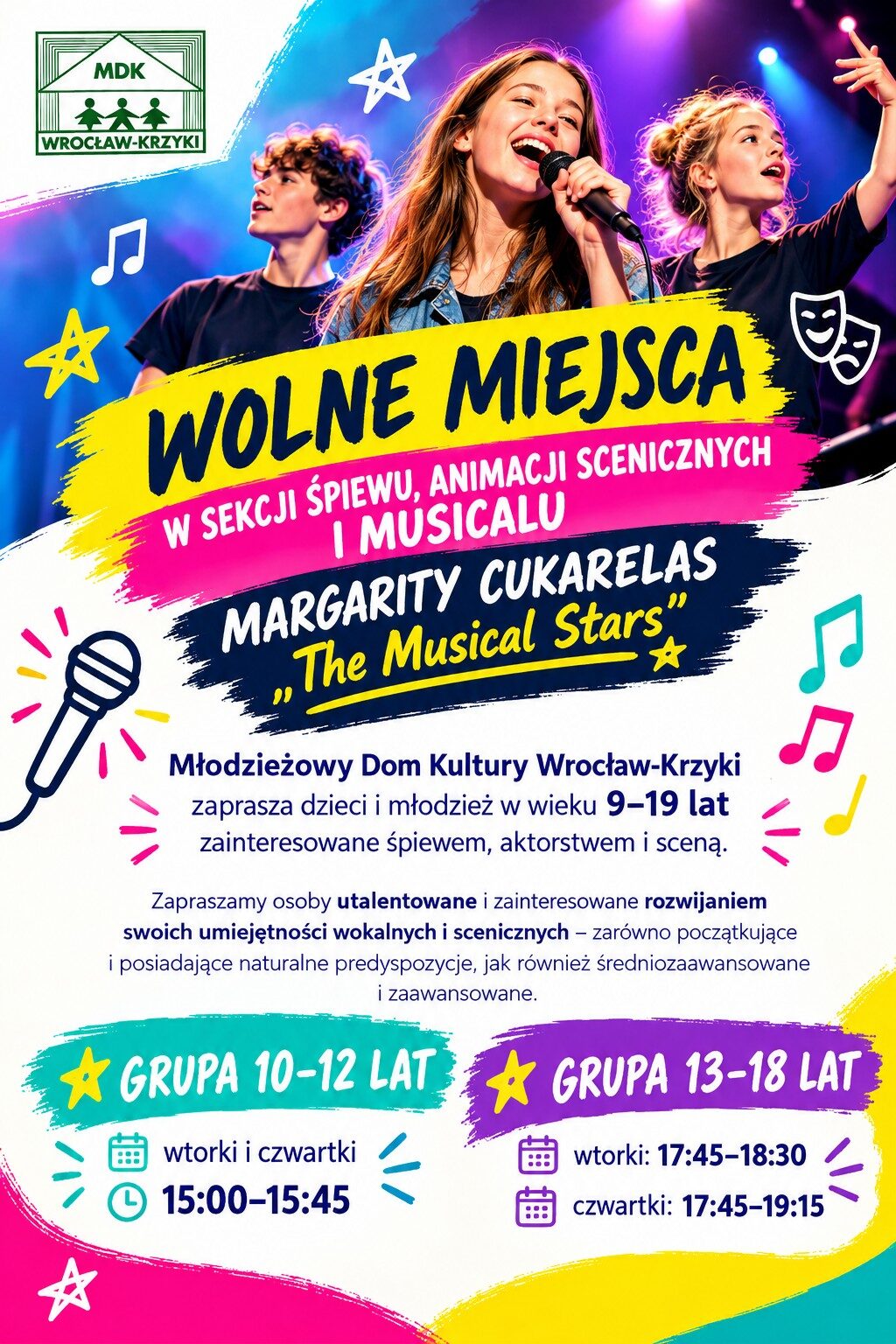 Wolne miejsca w Sekcji Śpiewu, Animacji Scenicznych i Musicalu